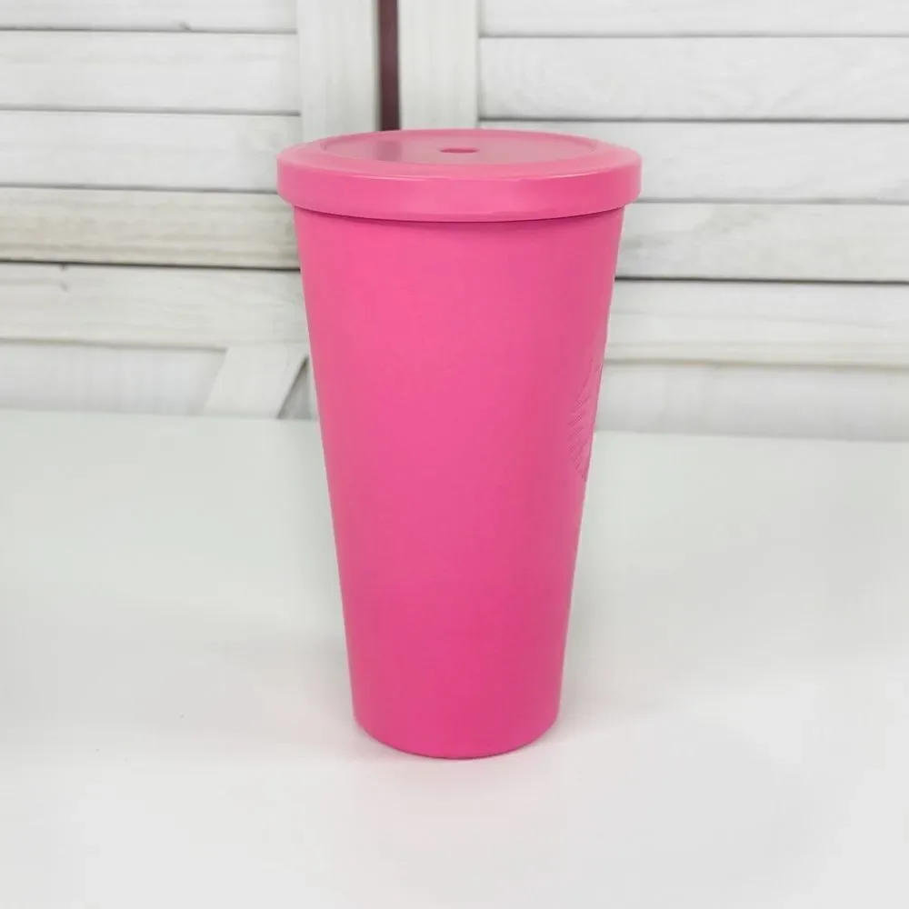 Starbucks HTF‎ 2014 Stainless Steel Tumbler Cup Barbie Hot Pink 16oz