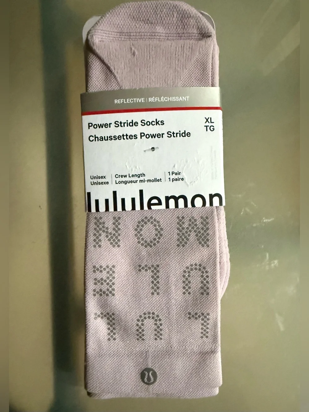 Lululemon Unisex Power Stride Crew Socks Reflective Lilac Play