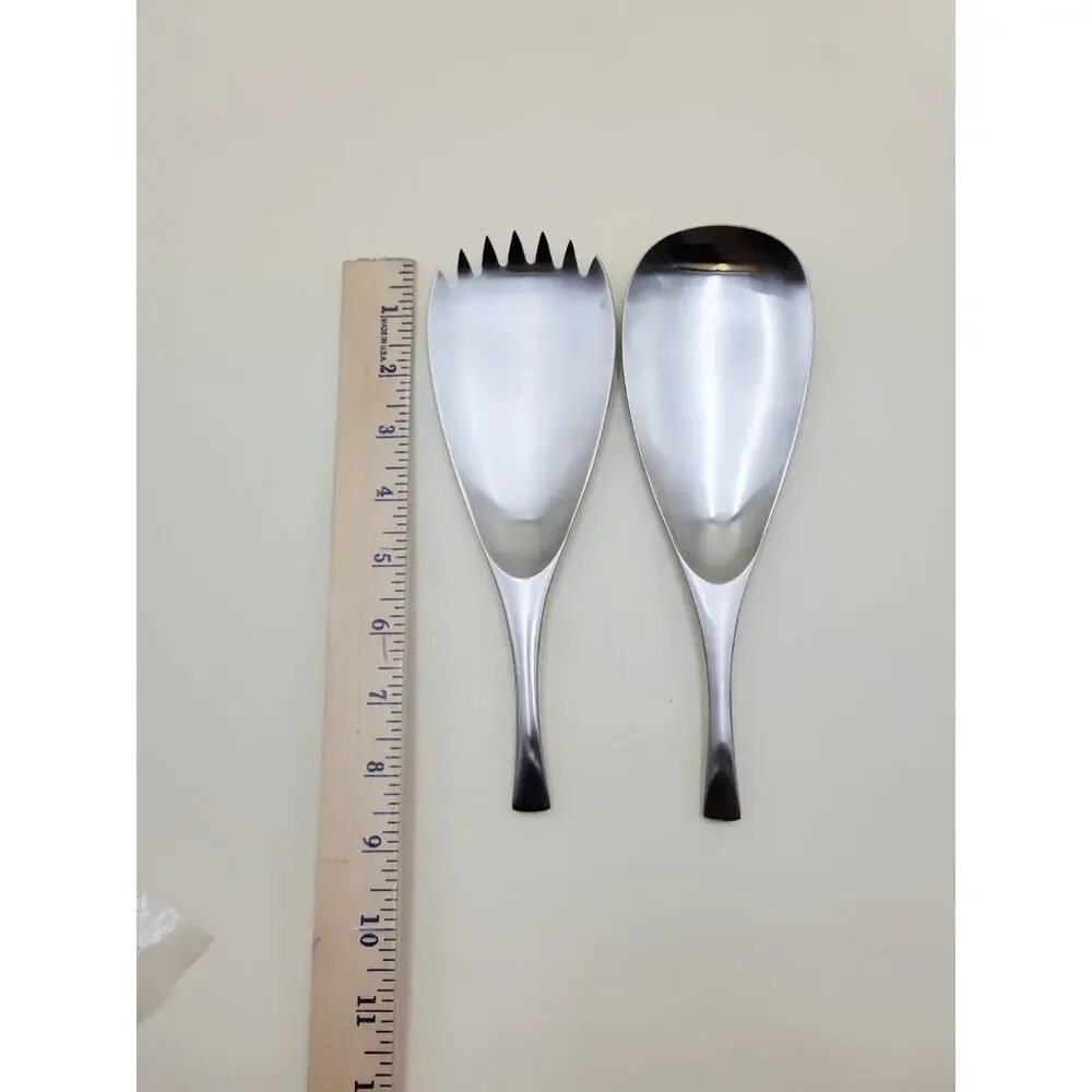 Dansk Jhq Salad Server Set 9.5 Inch Silver Stainless Steel Serving Vintage