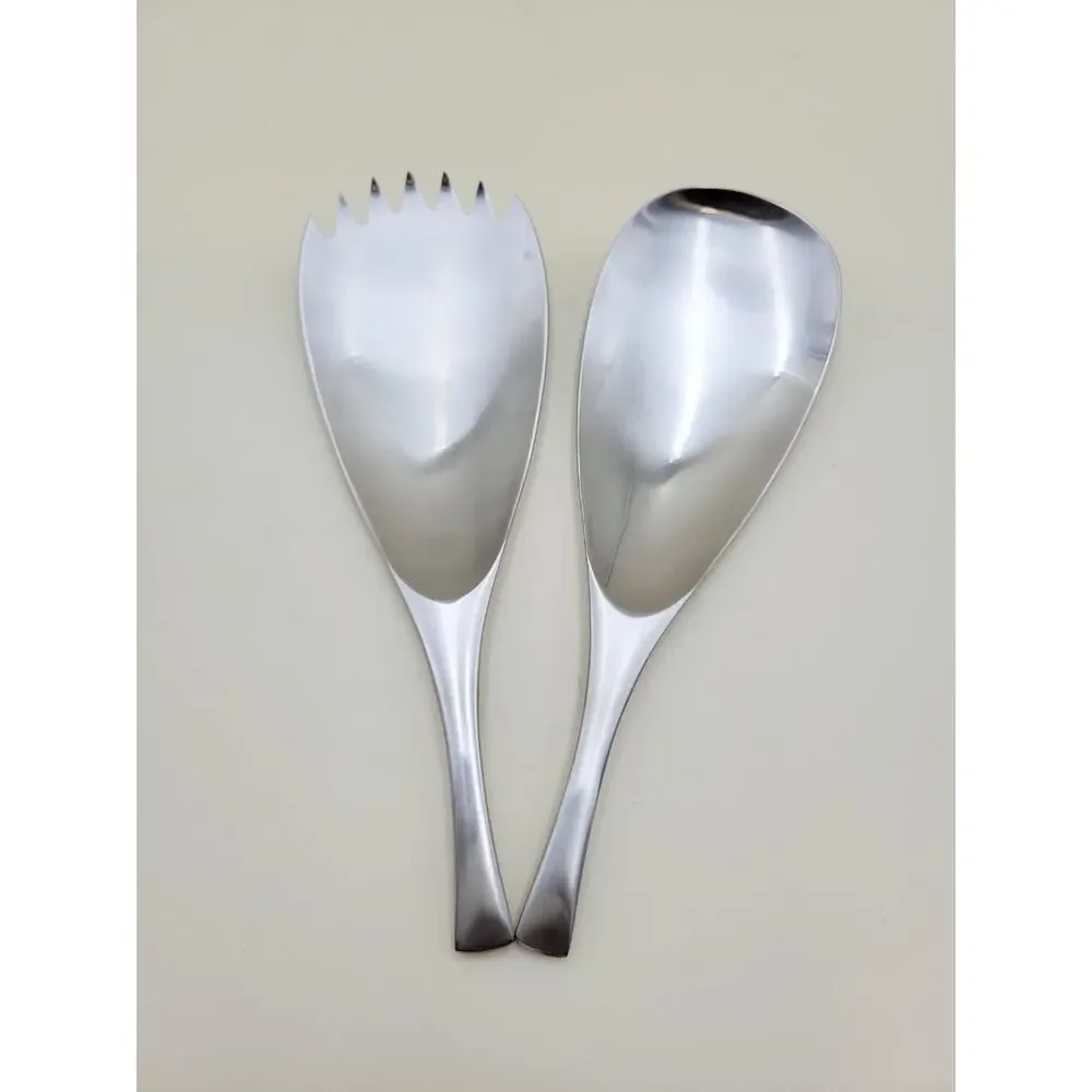 Dansk Jhq Salad Server Set 9.5 Inch Silver Stainless Steel Serving Vintage