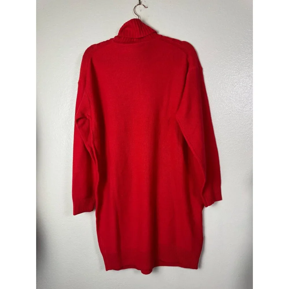 NEW J.Crew Red Cable Knit Turtleneck Sweater Dress Size Large Wool Blend Holiday
