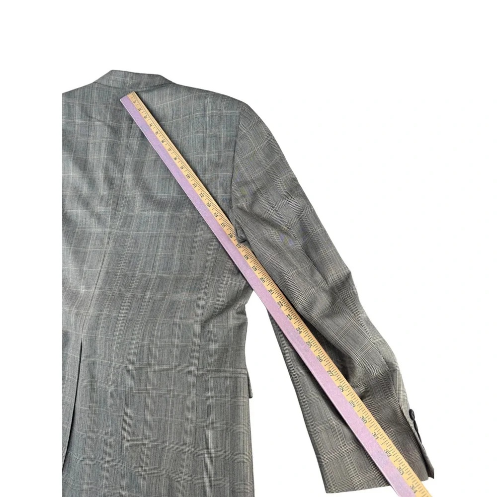 Hart Schaffner Marx Viracle Blazer Grey Glen Plaid Sport Coat 46LMen Suit Jacket