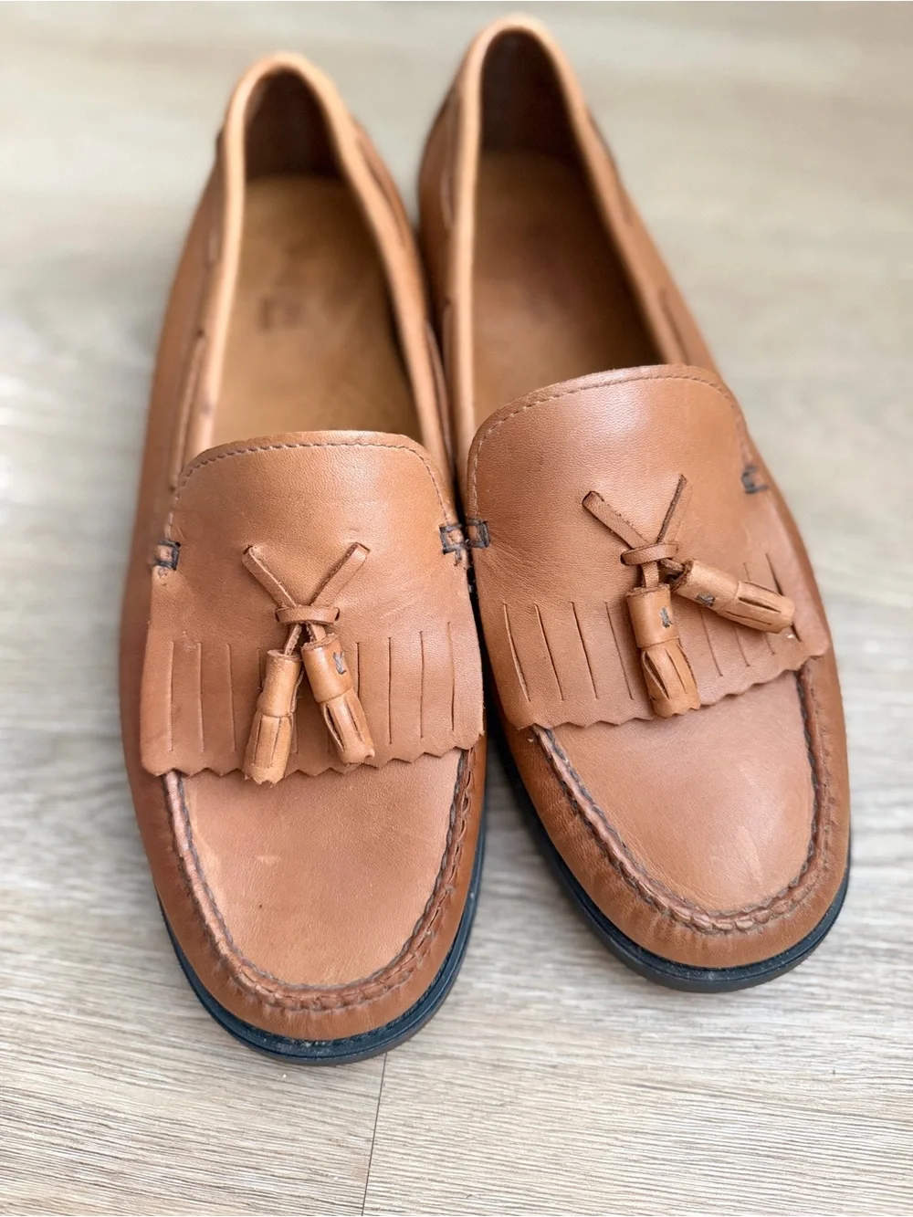 G.H. Bass & Co. Tassel Fringe Loafers in Cognac Brown