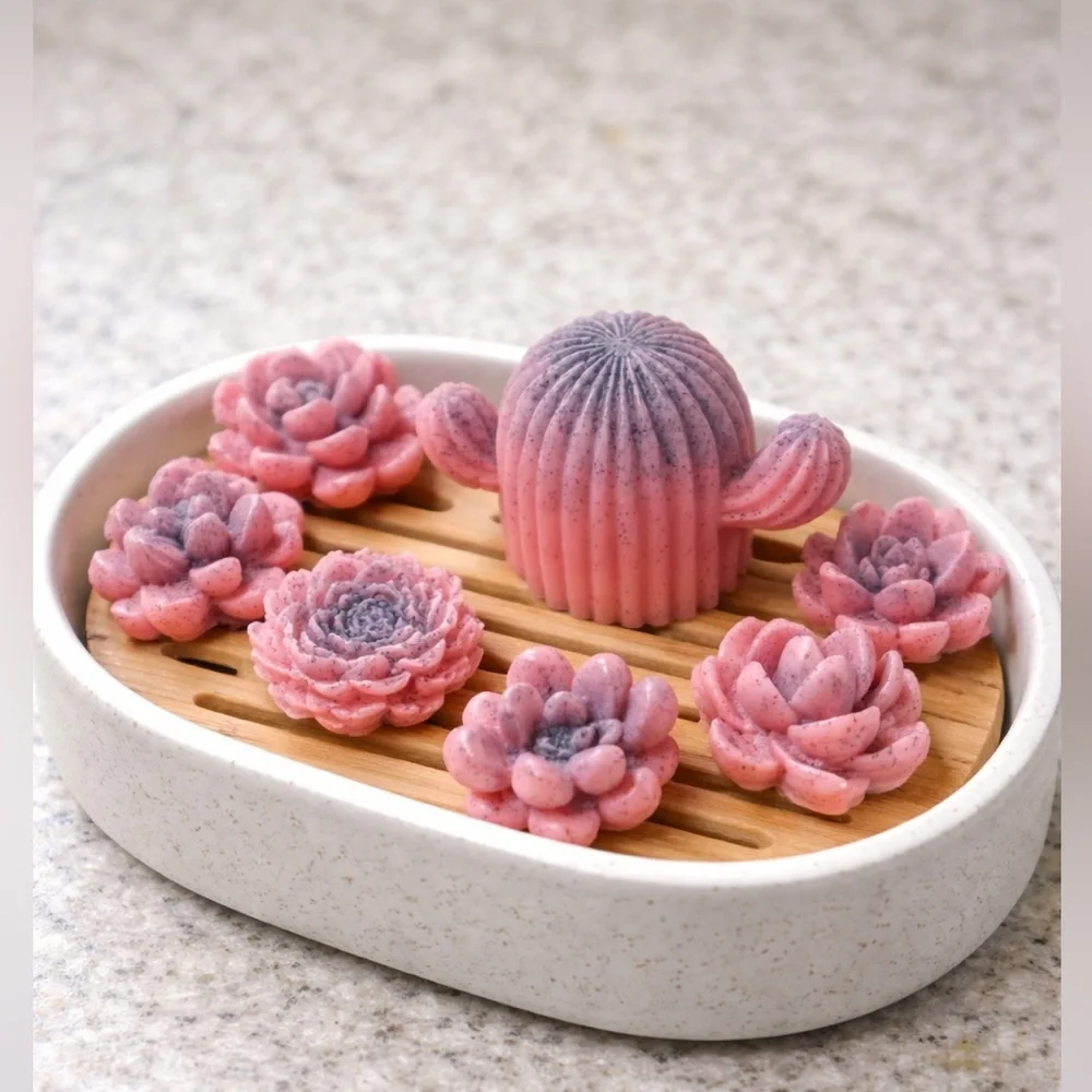 7pc cherry blossom soap set succulents & cactus shea butter based
