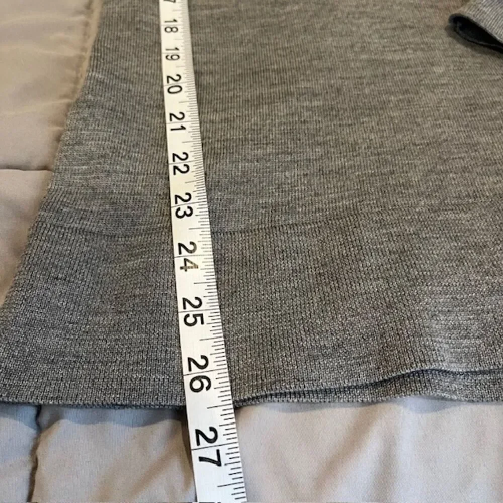 Tory Burch Wool V-Neck Charcoal Sweater With Removable White Ruffle Dickey Small