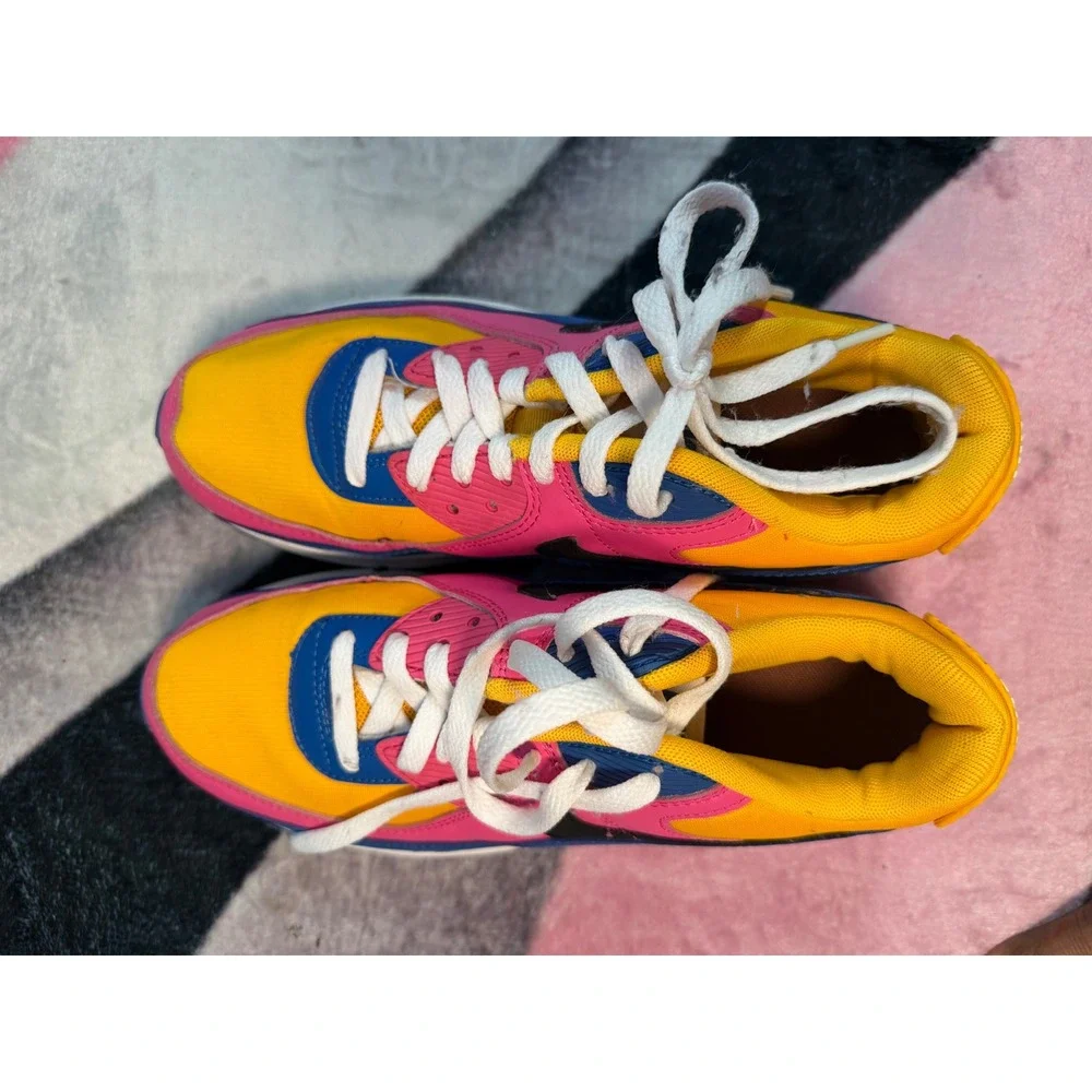 Nike Air Max 90 LTR GS University Gold Battle Blue Pink Kids Size 6.5Y