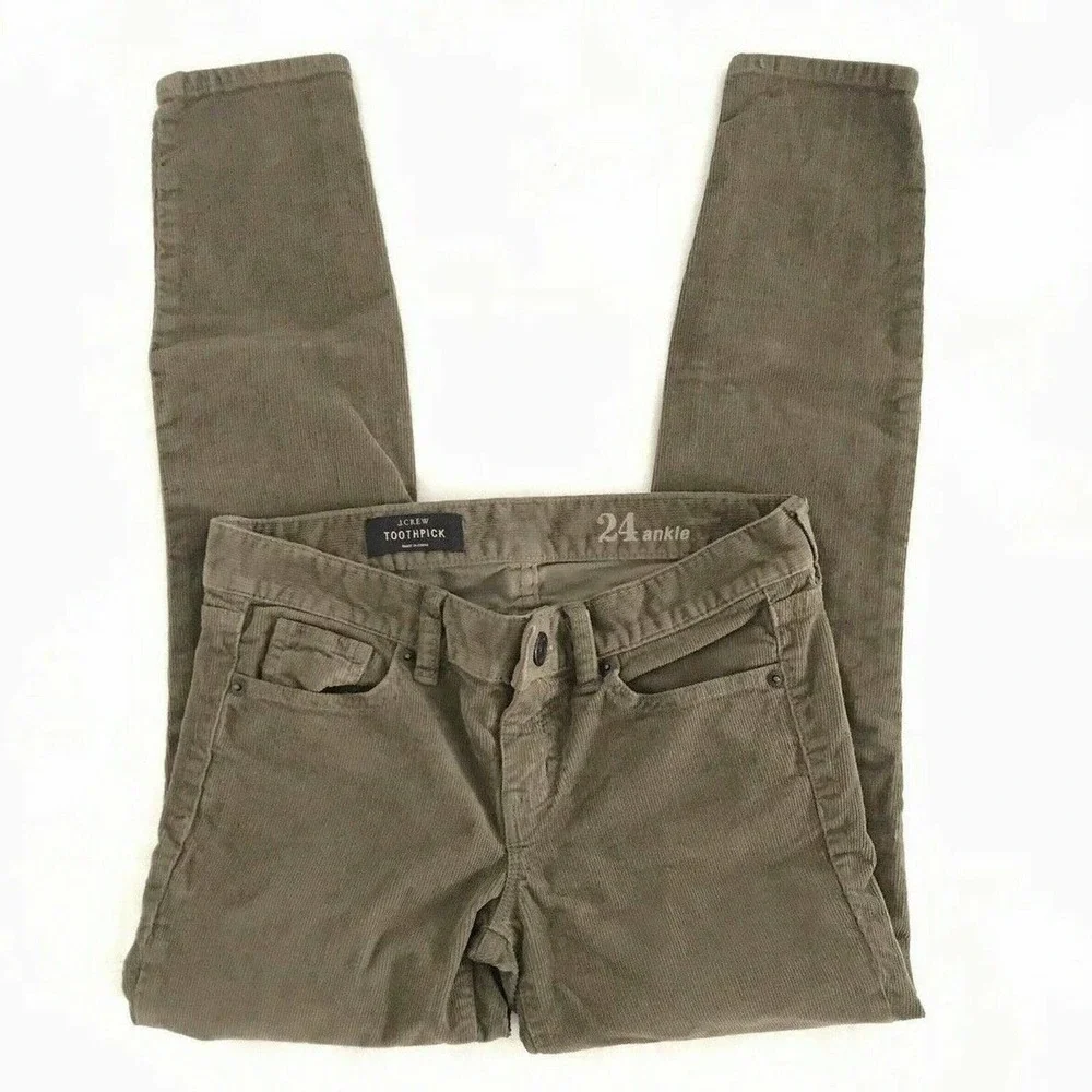 J Crew | Toothpick Corduroy Pants Size 24 Brown Ankle Straight Slim Fit