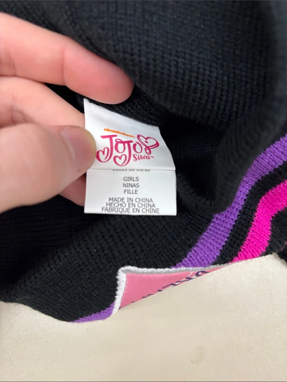 NWT Nickelodeon Black Knit Jojo Siwa Beanie set With Matching Black Gloves