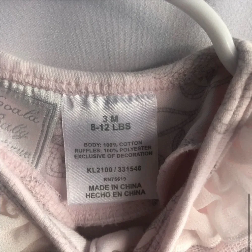 Koala Baby 3 Months Light Pink Floral Footed Bodysuit