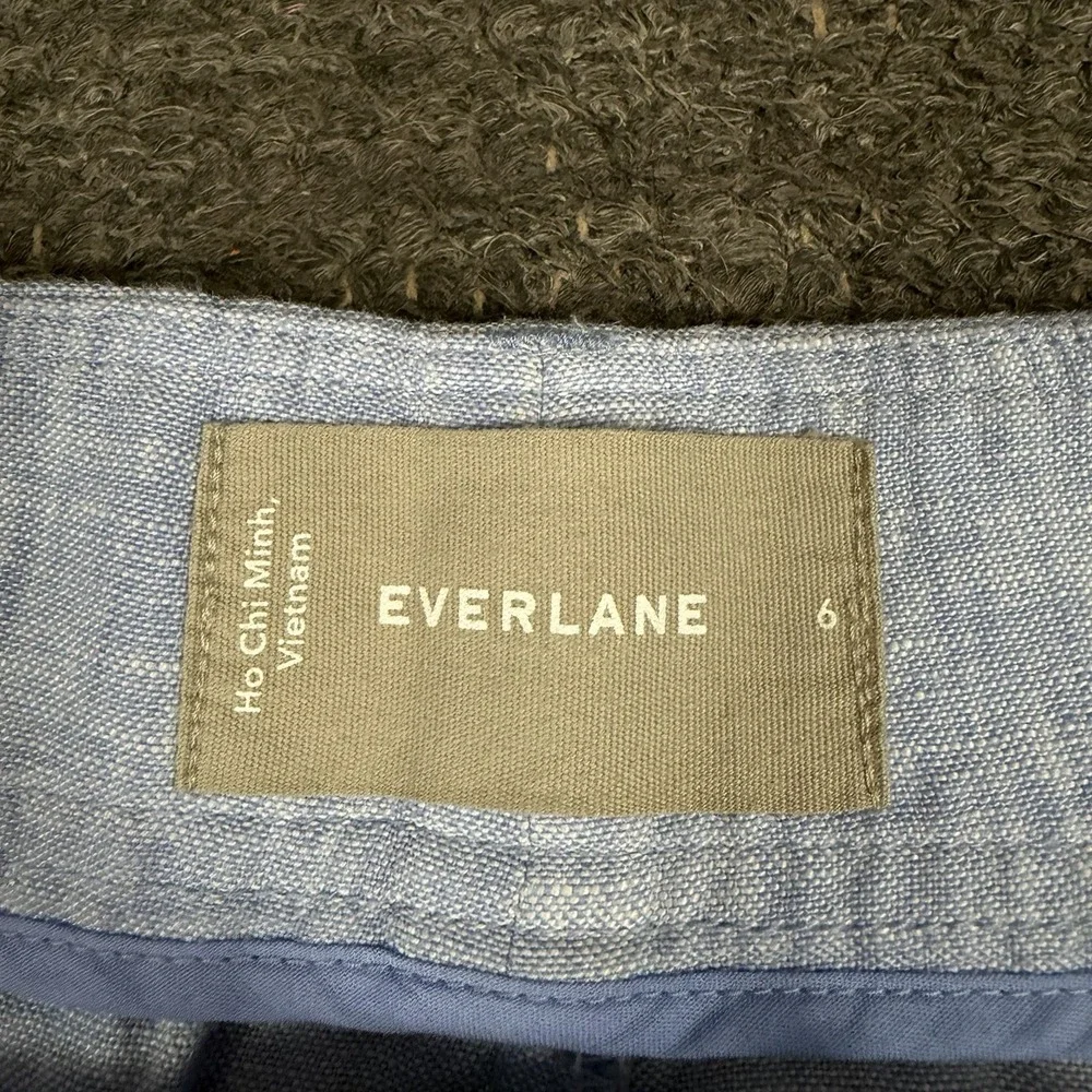 Everlane Linen Set Women 6 Light Blue Wide Leg Pants Beach Resort Nautical Coast