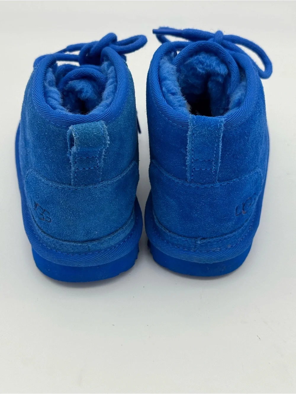 UGG Kids SIZE 1 Neumel II winter boys boots Blue Suede Lace Up shearling warm