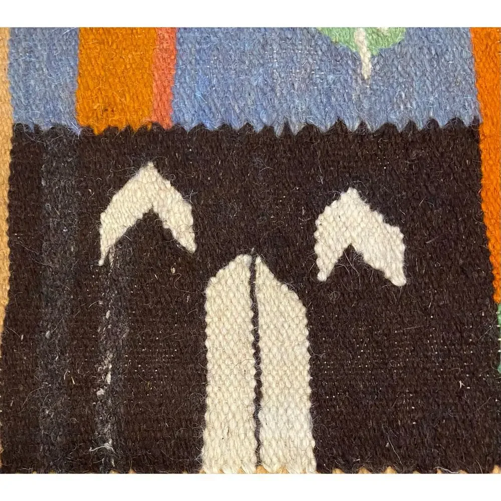 Egyptian Woven Tapestry Rug Wall Hanging Camels Village Folk Art Souvenir