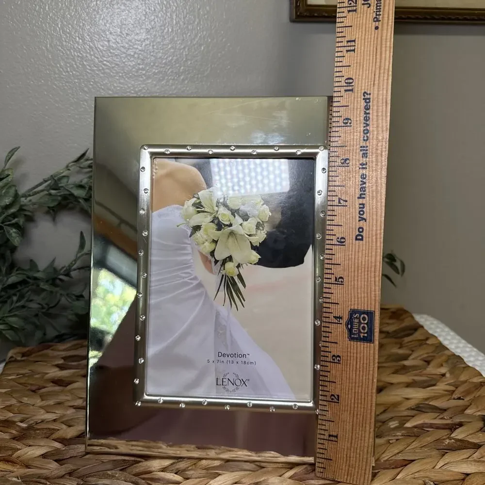 Lenox Devotion 5x7 Picture Frame Silver Plated Rhinestone Accent Wedding NWT