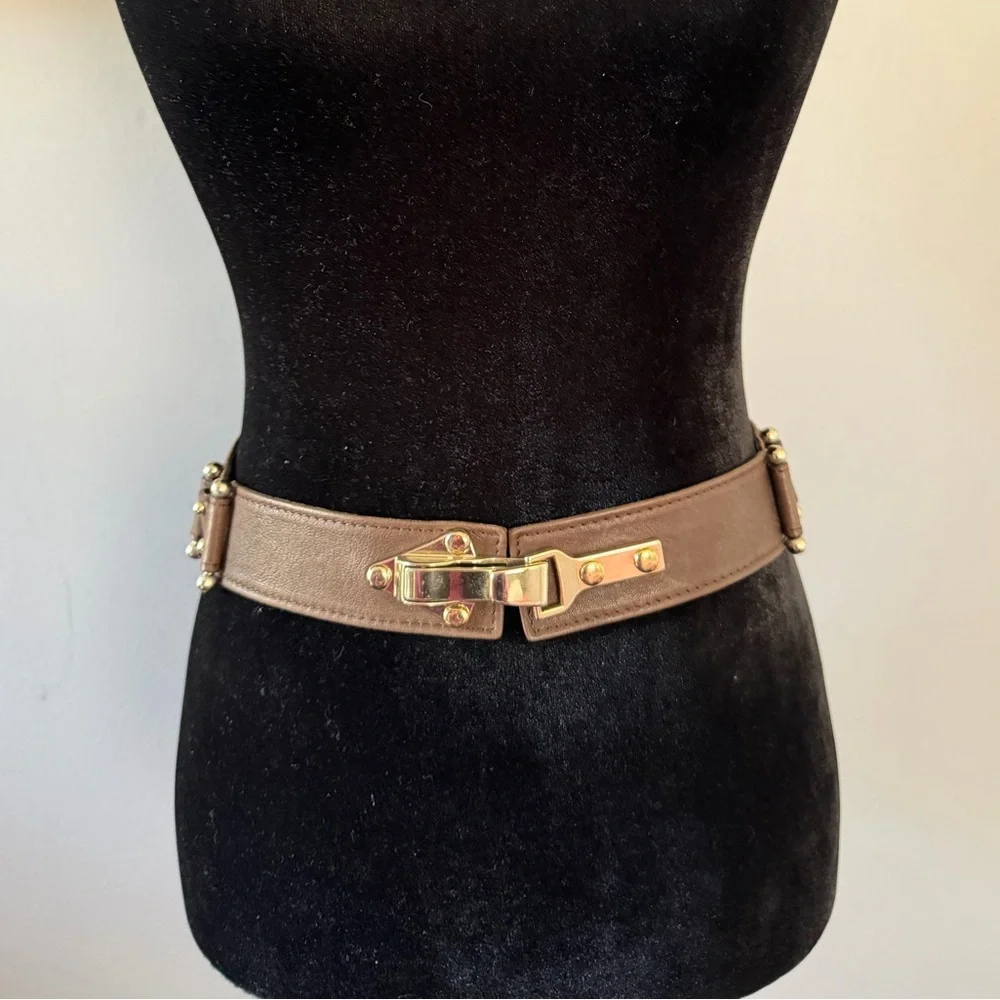 Elegant‎ Tan Belt with Gold Accents