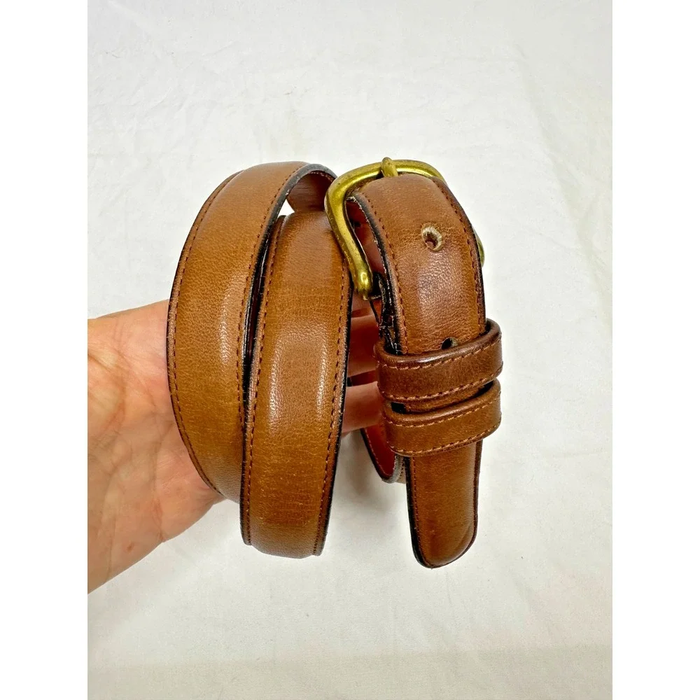 Coach Brown Cow Hide  Leather Belt Solid Brass Buckle Sz 38 New York