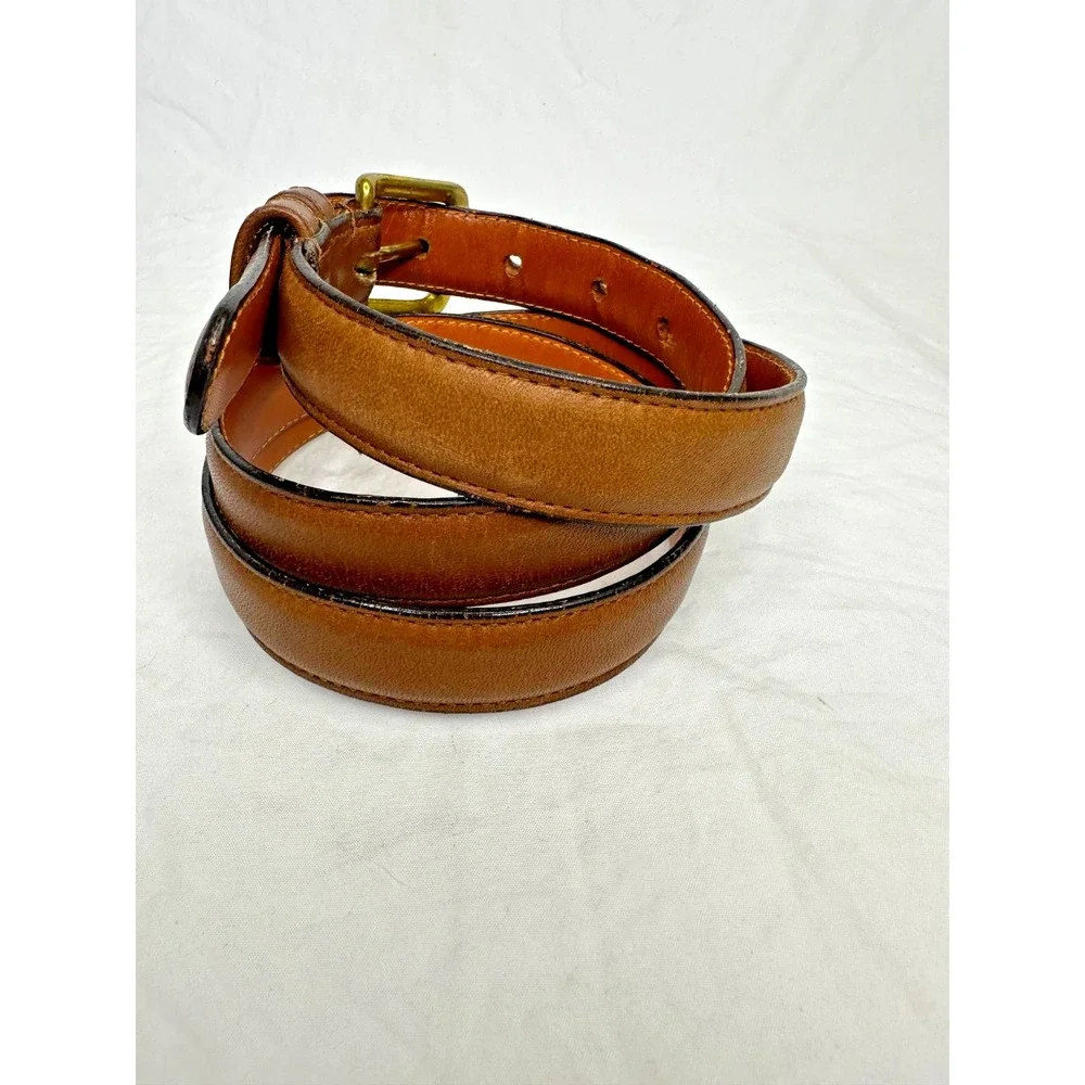 Coach Brown Cow Hide  Leather Belt Solid Brass Buckle Sz 38 New York
