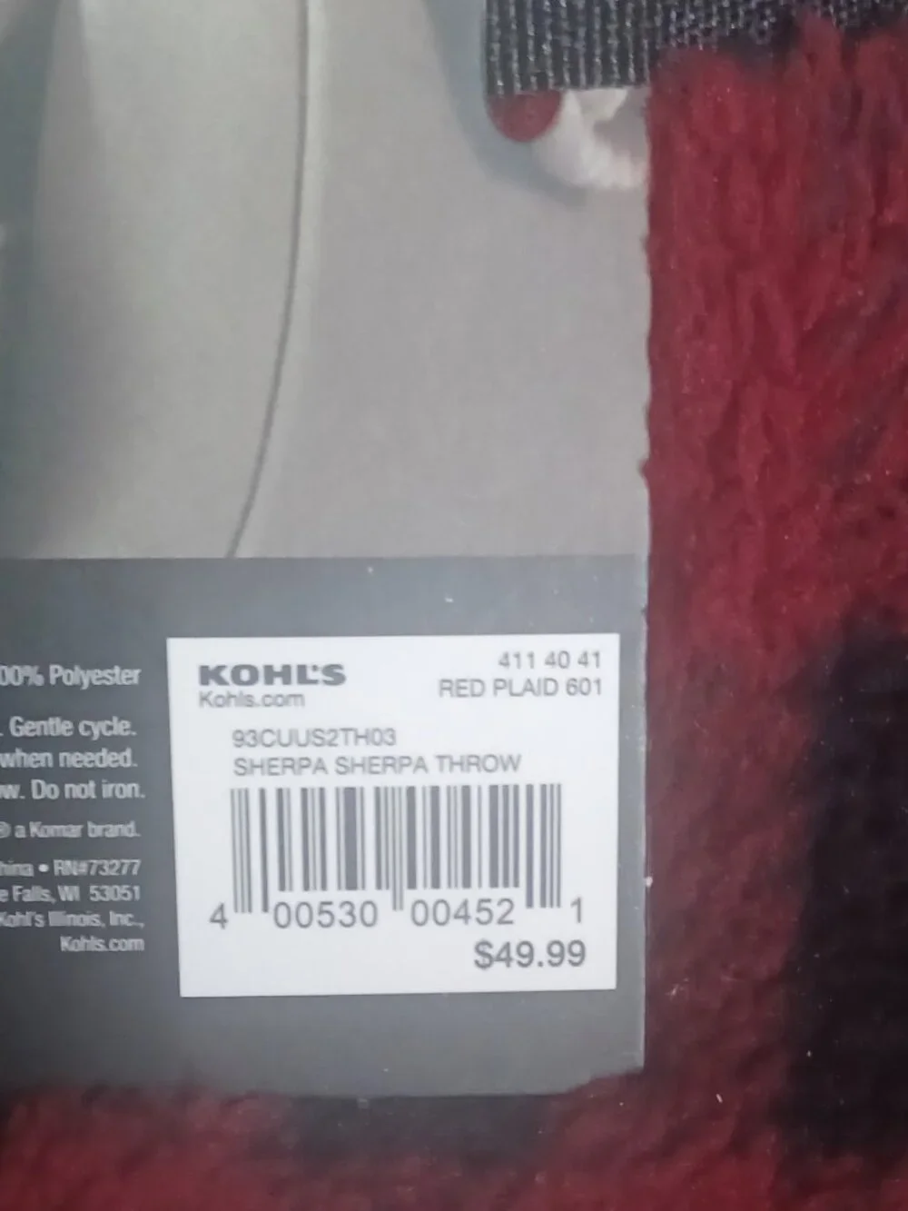 NWT Cuddl Duds Red Plaid Throw