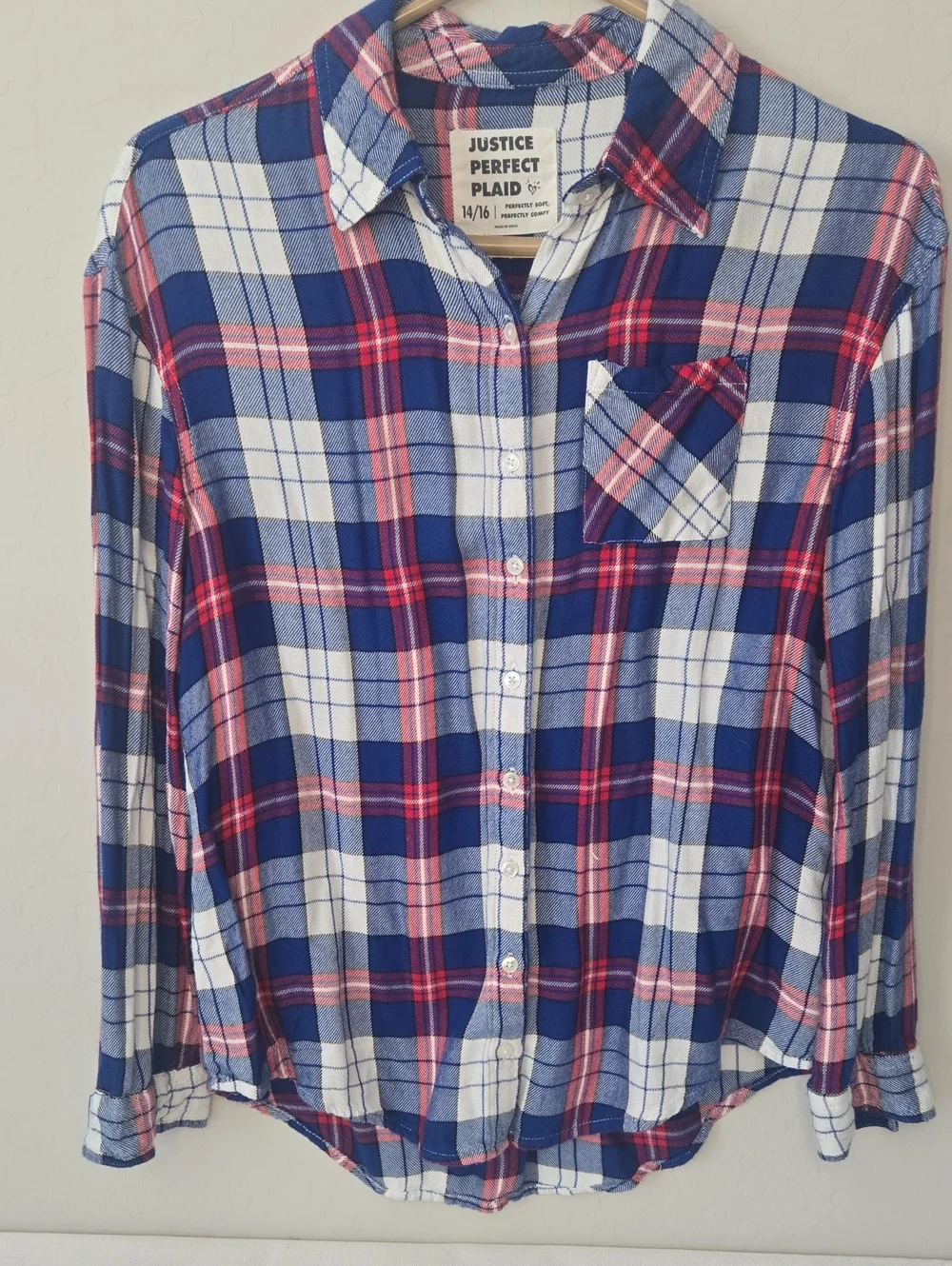 Justice Red, Blue & White Plaid Shirt