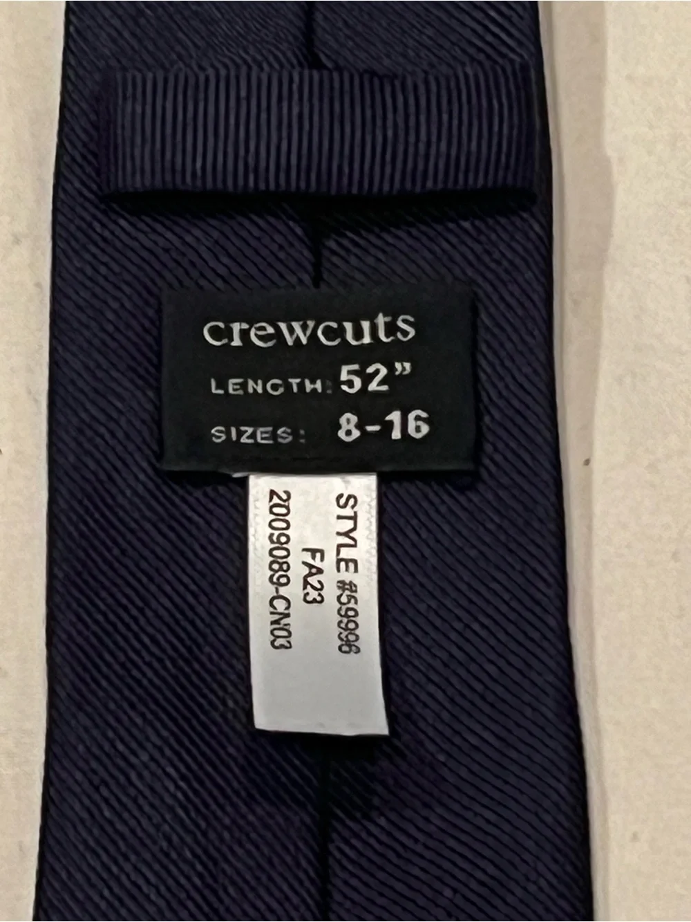 Crewcuts necktie boys 52” solid navy blue sizes 8–16
