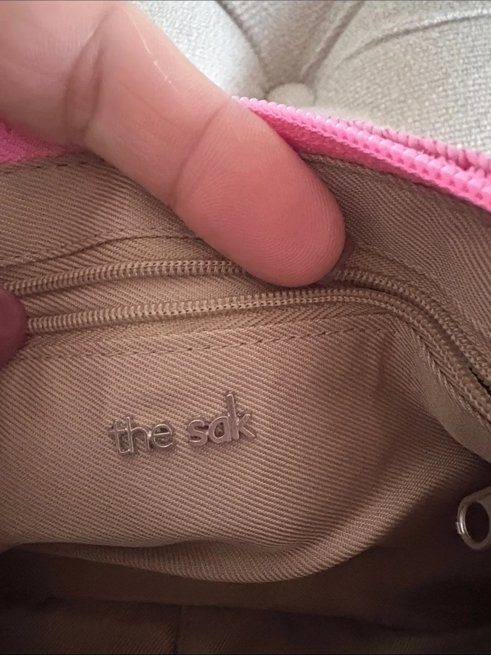 The Sak Pink Woven Wristlet Clutch