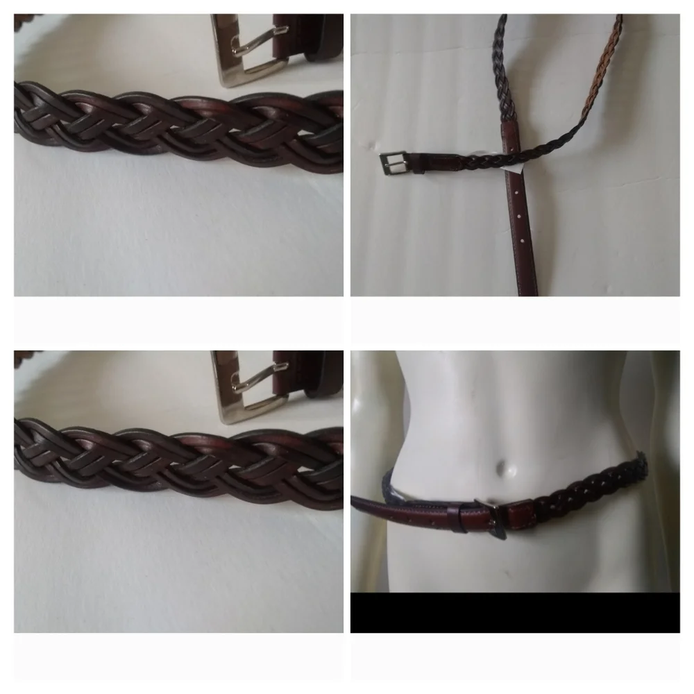 Women's Sonoma Goods For Life Solid & Braided Leather Belt COGNAC BLK SZ SMALL