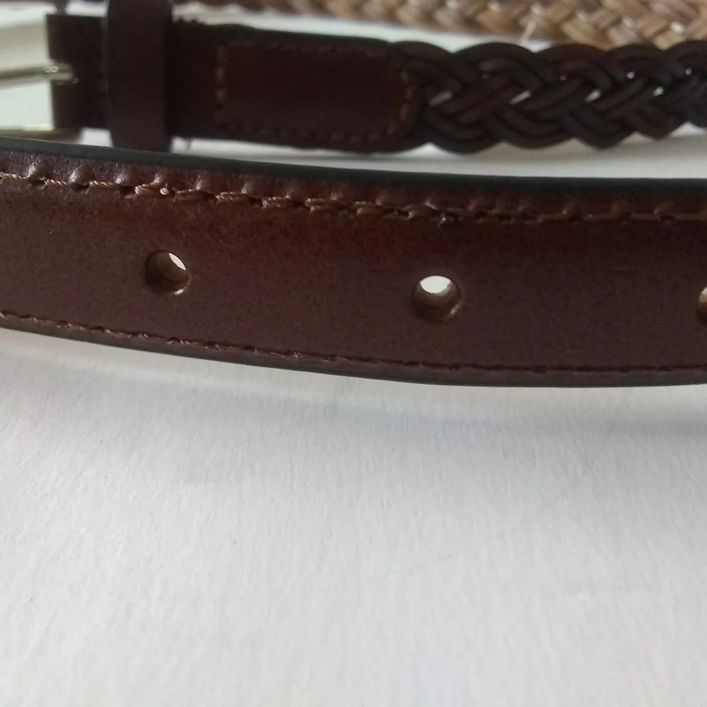 Women's Sonoma Goods For Life Solid & Braided Leather Belt COGNAC BLK SZ SMALL