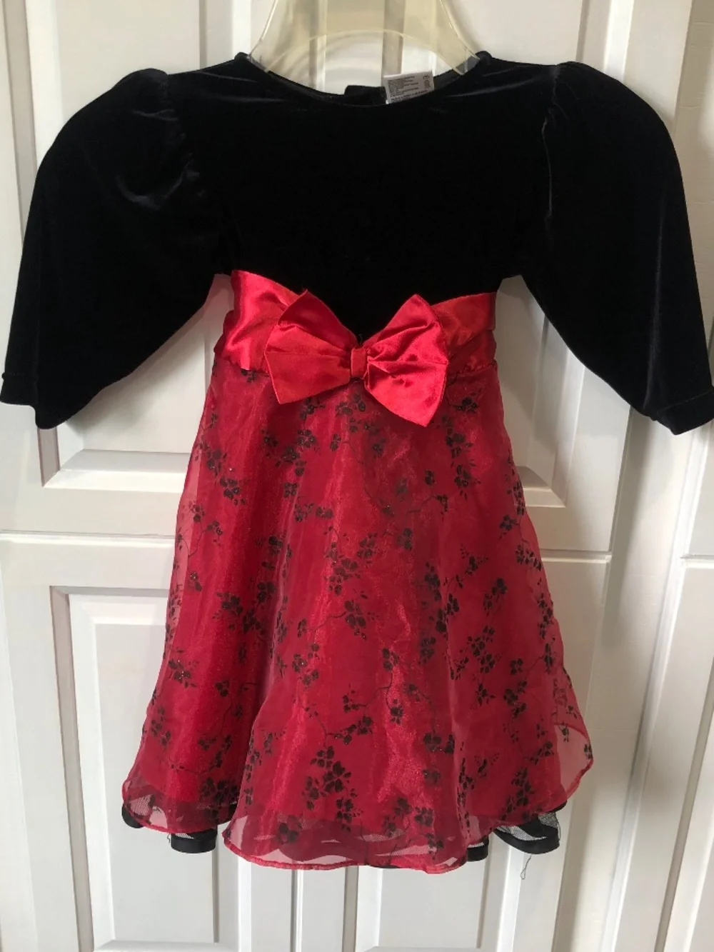 Black velvet and red toddler girls Christmas party dress 2t Blueberi Boulevard