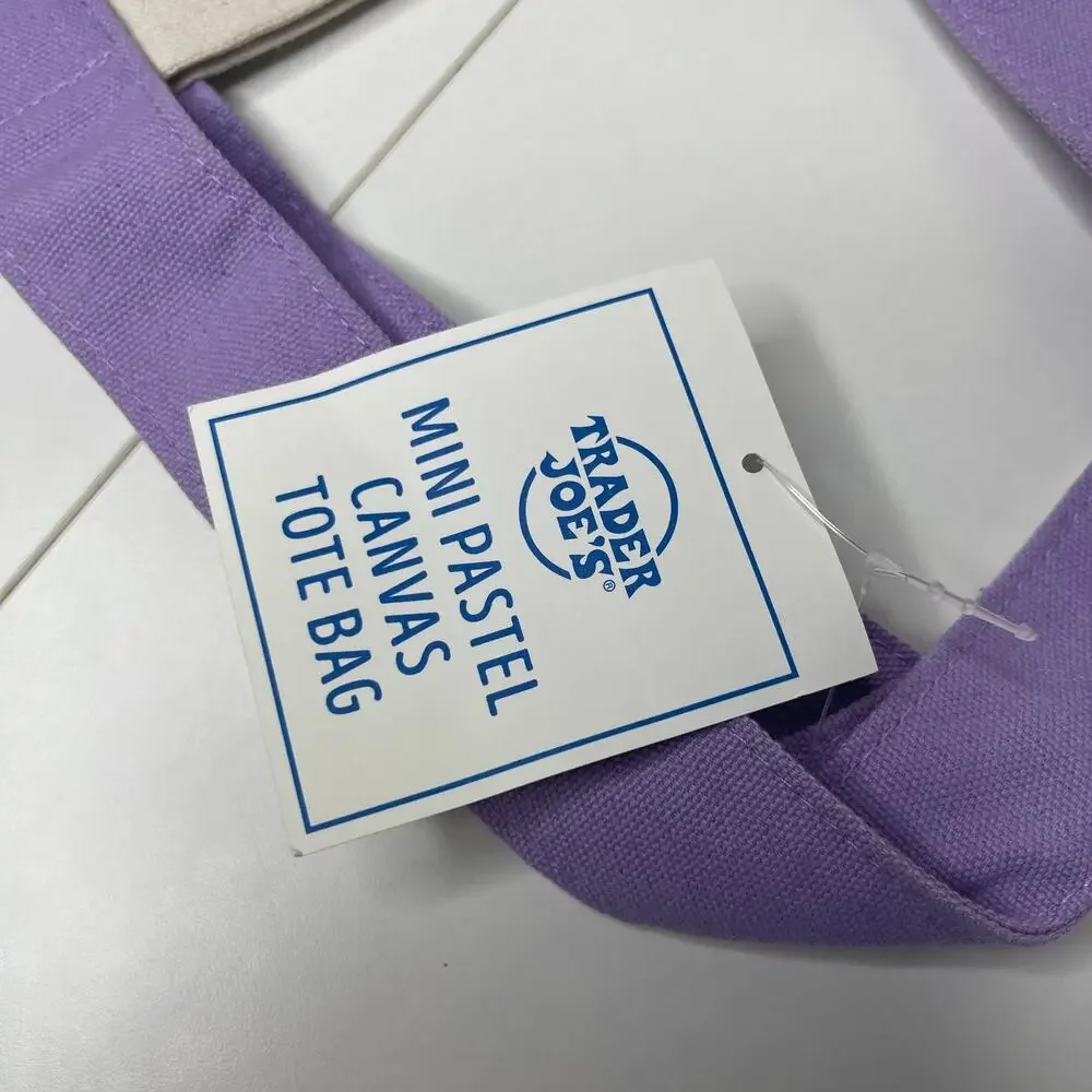 Set of 4! — Trader Joe’s Canvas Tote Bags — Large Size NAVY BLUE + Mini PASTELS!