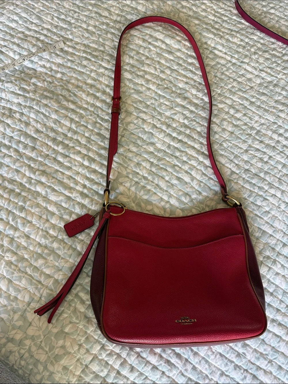 Coach Cherry Red Pebbled Leather Crossbody