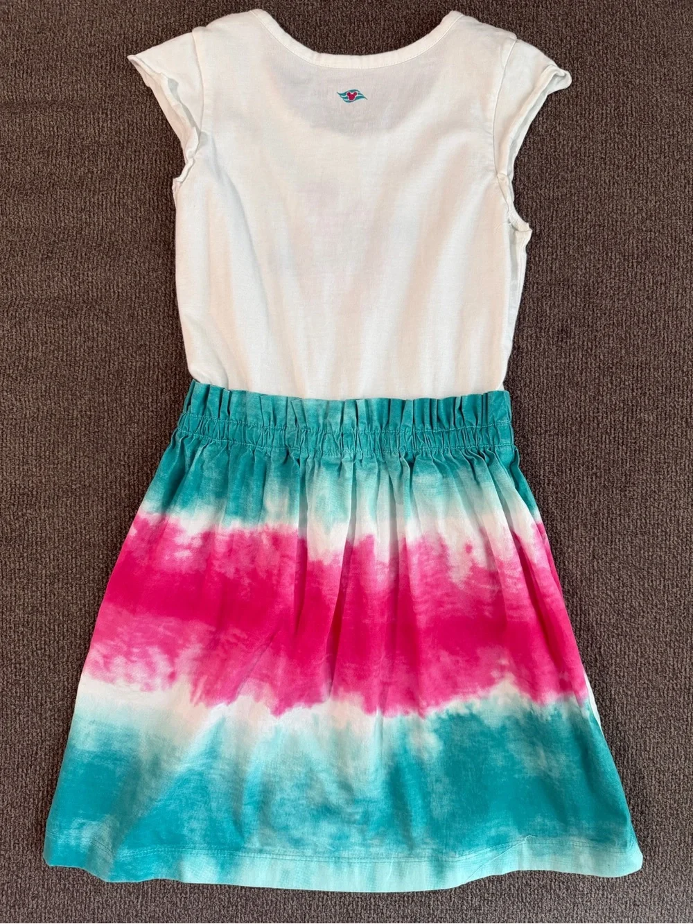 Disney Cruise Line Girls Tie-Dye Dress | White & Teal | Size XS