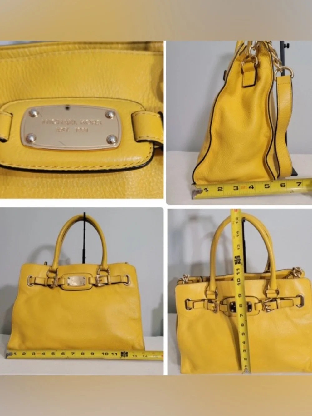 MICHAEL Michael Kors Satchel Hamilton East West Yellow Leather Shoulder Bag