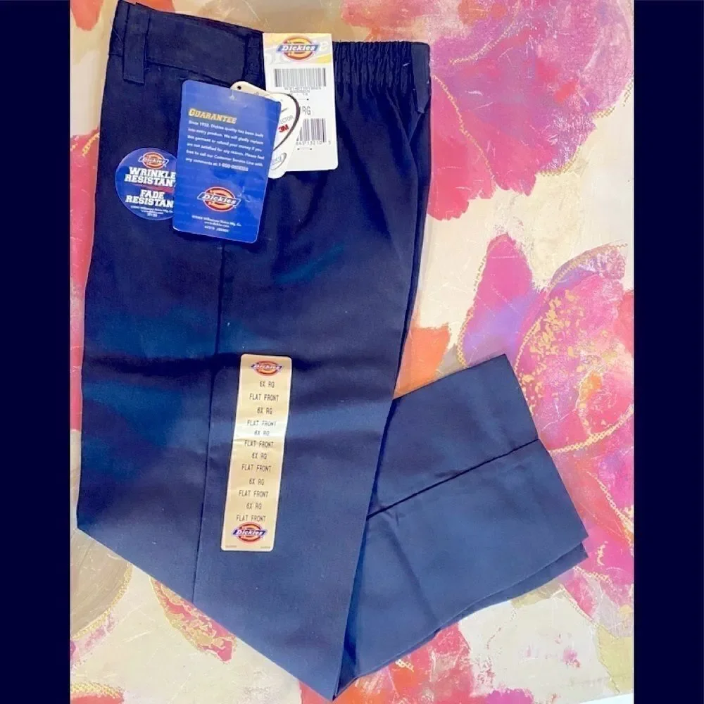 💥Dickies Girls Flat Front Navy Classic Fit Pants