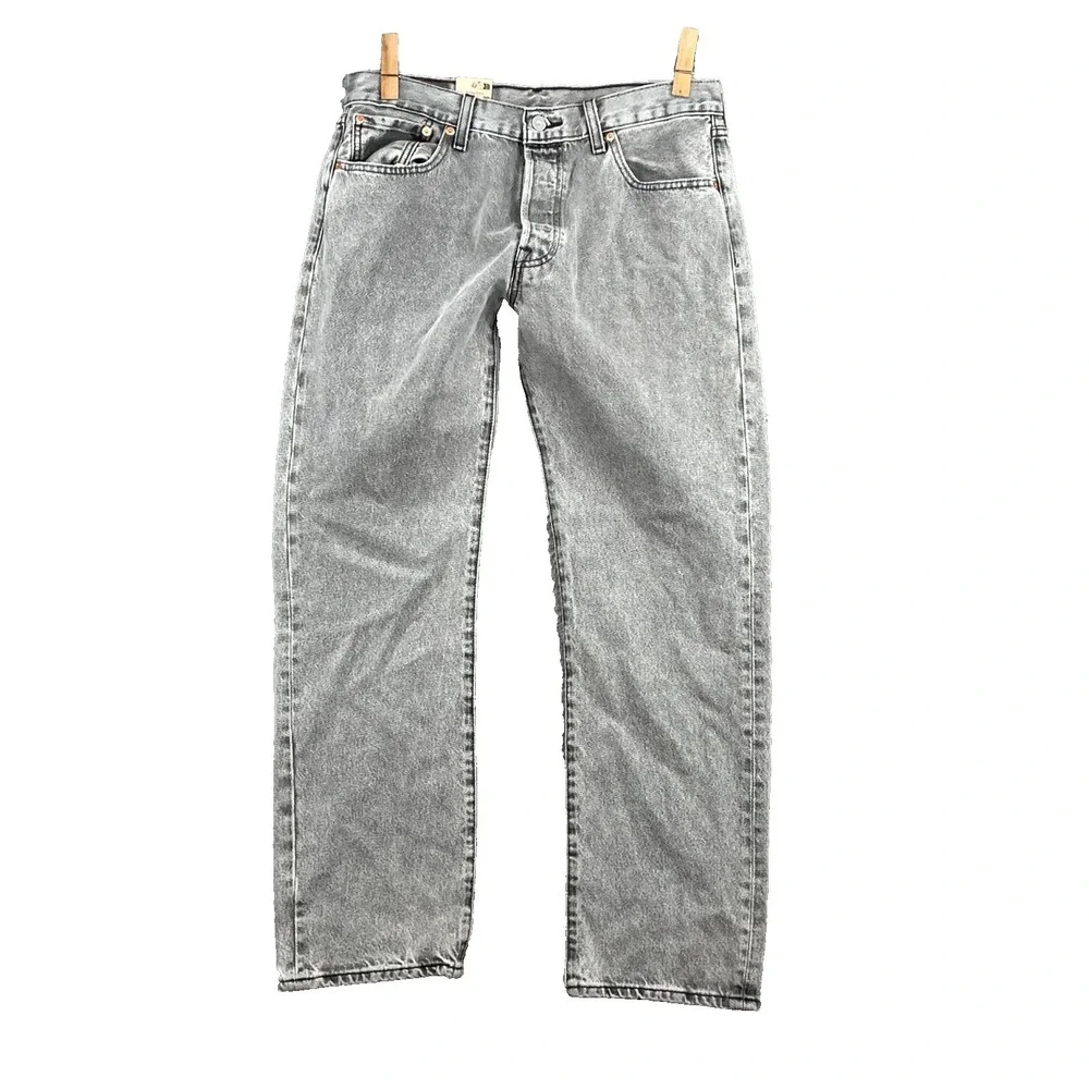 Levi's 501 Original Fit Jeans Mens 32x28.5* Gray‎ Denim Skater Grunge Streetwear
