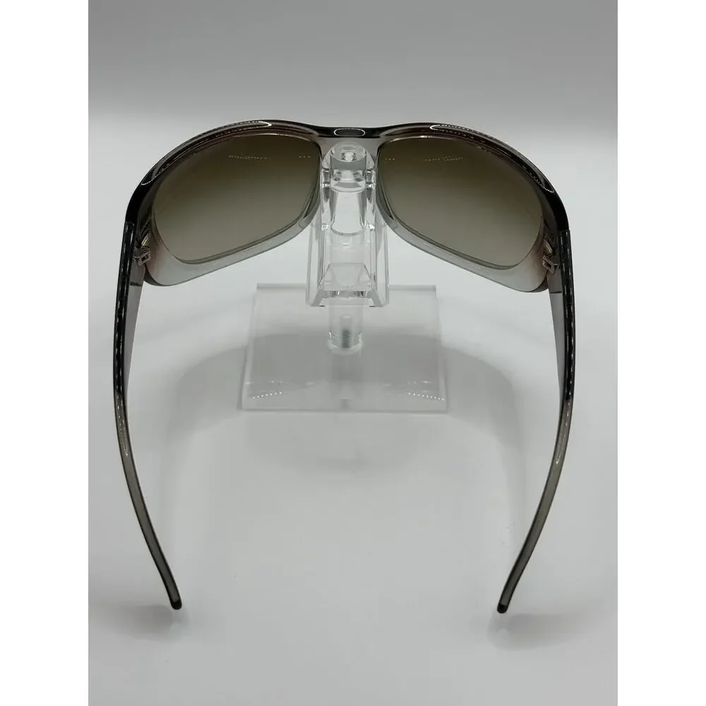 Versace Shield Sunglasses Rhinestone Logo Brown Gradient Italy 61 18