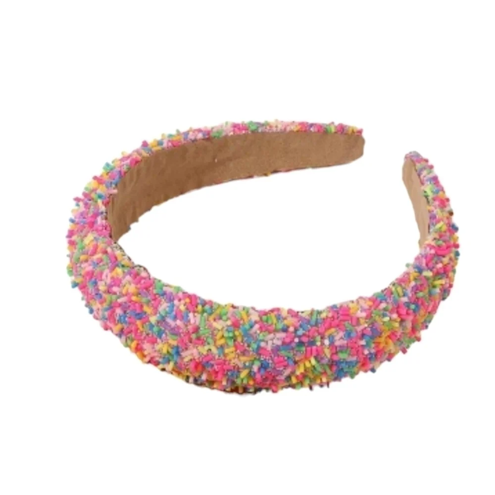 Sponge confetti wide pink multi color headband hair accessories