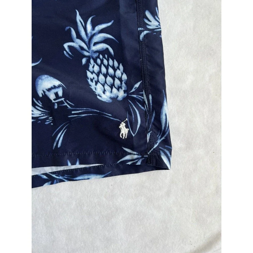 Polo Ralph Lauren Men's 2XB Swim Trunks Navy Blue Pineapple Floral Print