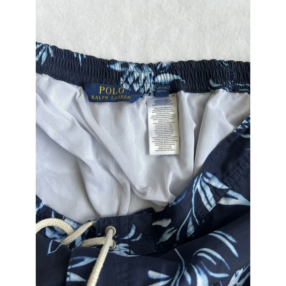 Polo Ralph Lauren Men's 2XB Swim Trunks Navy Blue Pineapple Floral Print