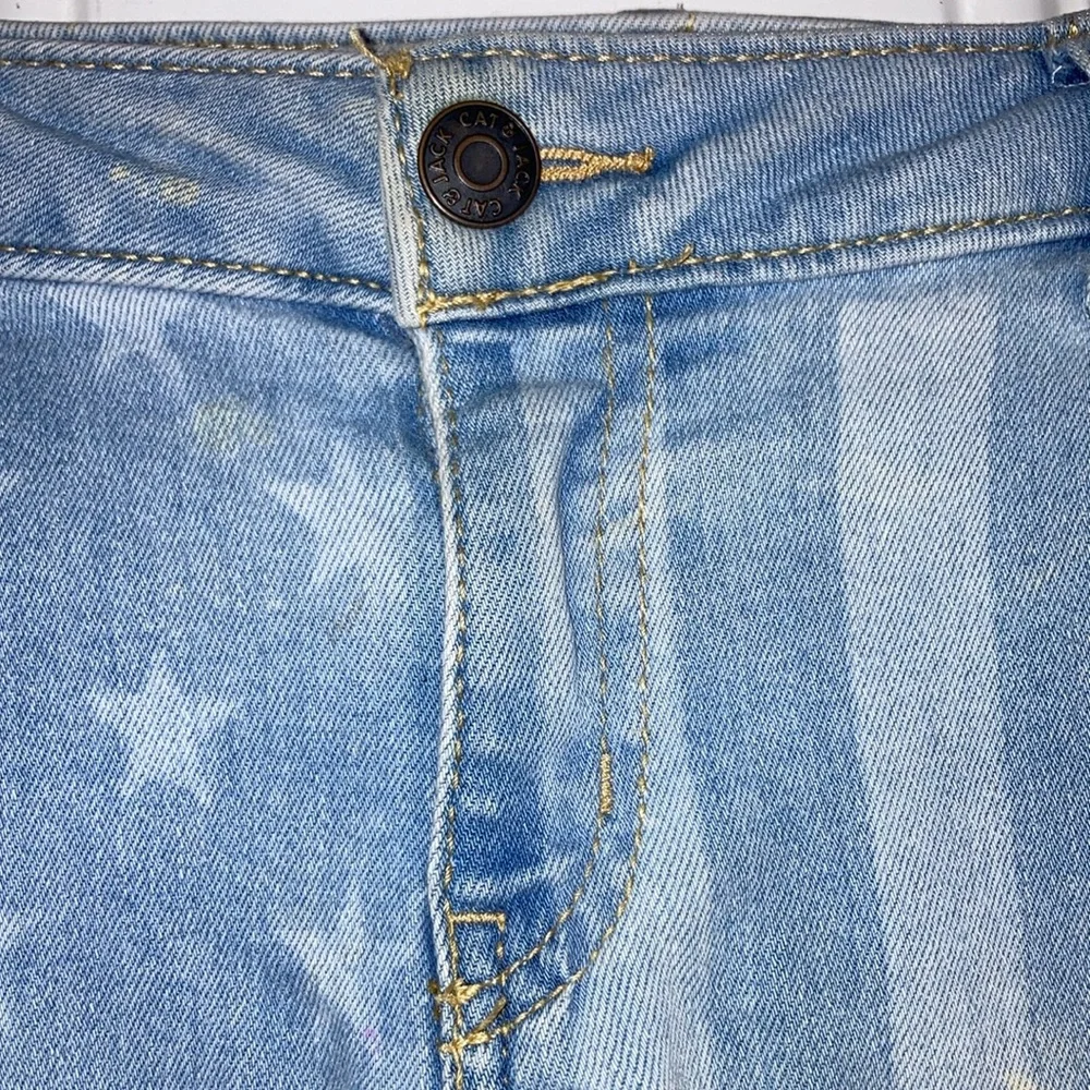 CAT and JACK Blue Stars and Stripes Stretch Denim Jean Shorts Girls XL 14 16