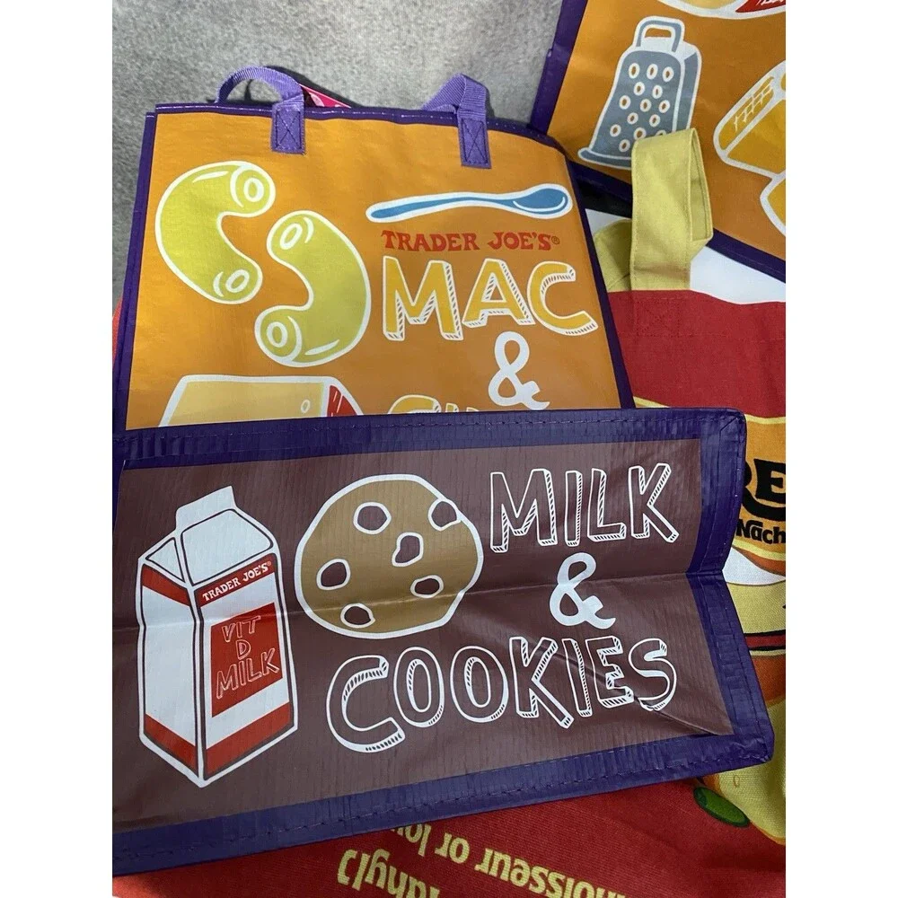 Trader Joe’s Reusable Bags Lot (3) - Cheese & PB&J/Mac Designs