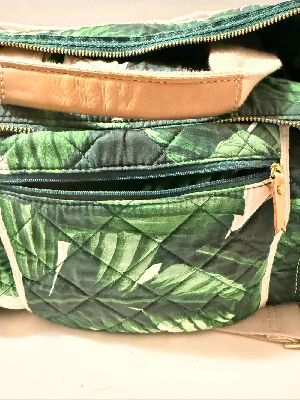 Green Tropical Quilted Tote