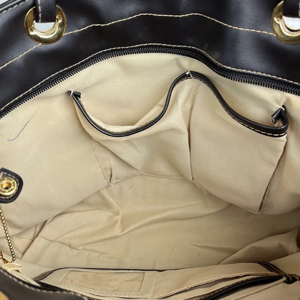 CHARTER CLUB CLASSICS STRIPE WOVEN VEGAN LEATHER ZIP TOP TOTE
