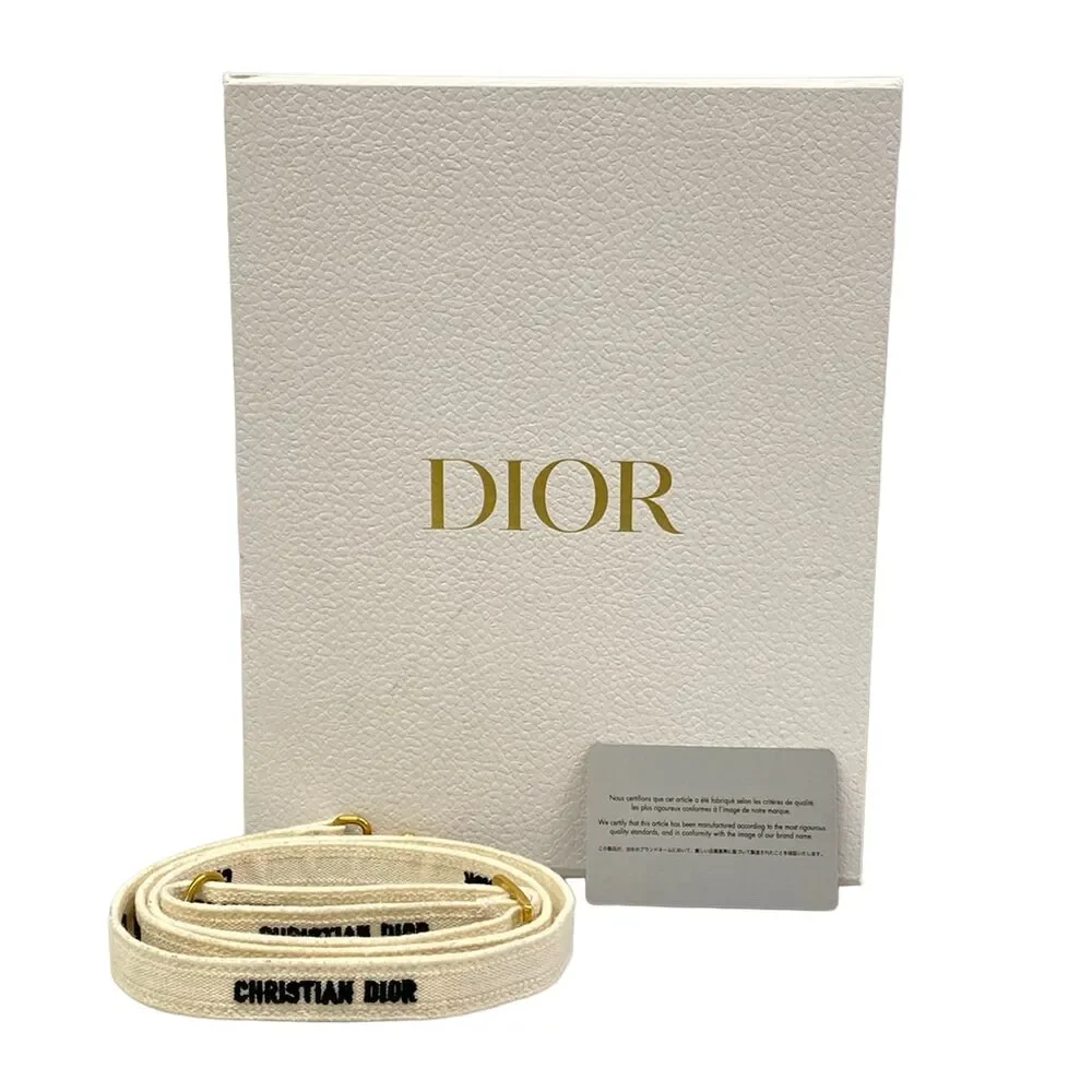 Christian Dior Book Tote Mini Phone Bag Tote Bag White Black Cotton Leather