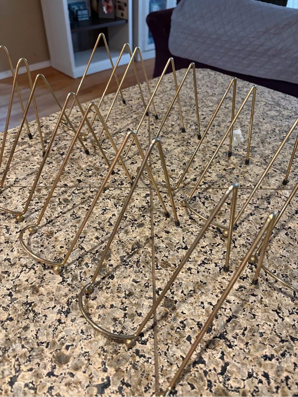 Gold Tone Vintage Footed Easels for Plates Lot of 10!