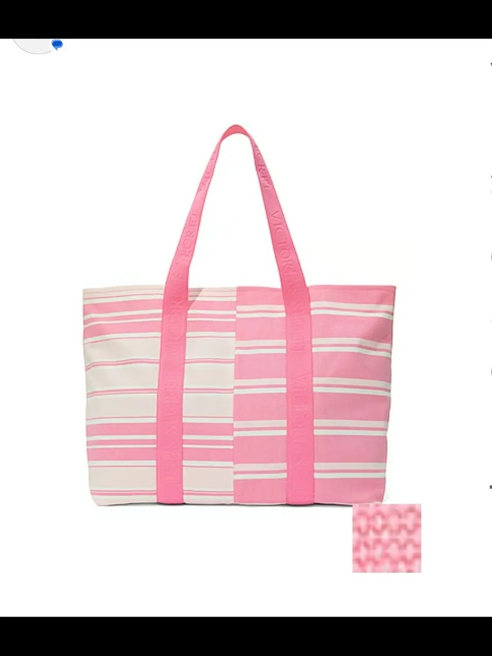 Victoria's Secret Pink and Cream Striped Canvas Tote