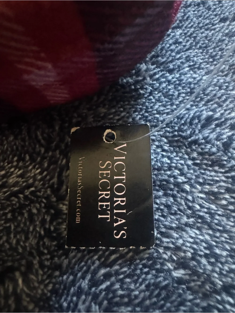 Victoria's Secret Red Multi Plaid Tote with White VS Logo