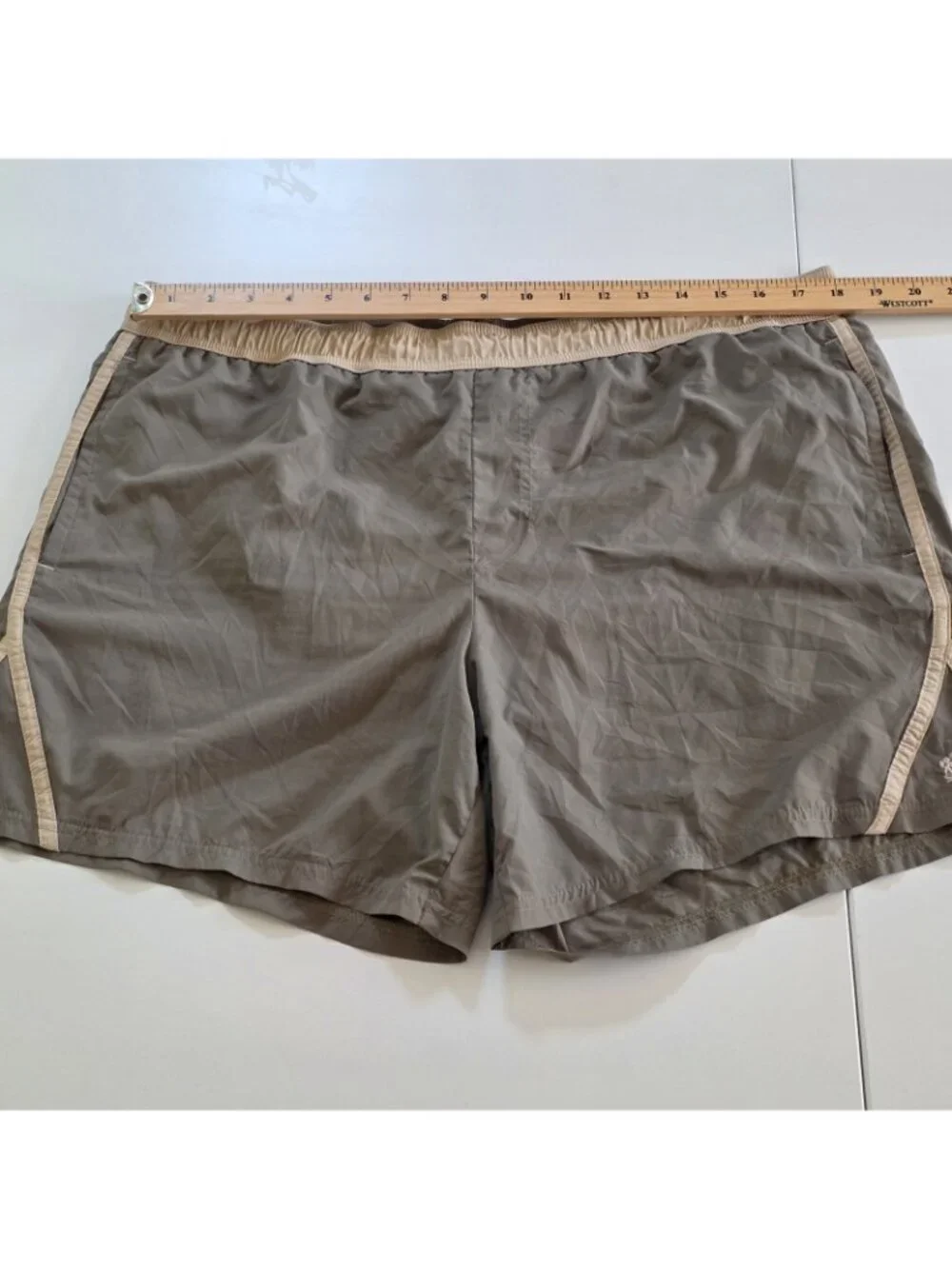 Nero Perla La Perla Swim Trunks Shorts Men XXL Olive Tan Mesh Lined Italy FLAW