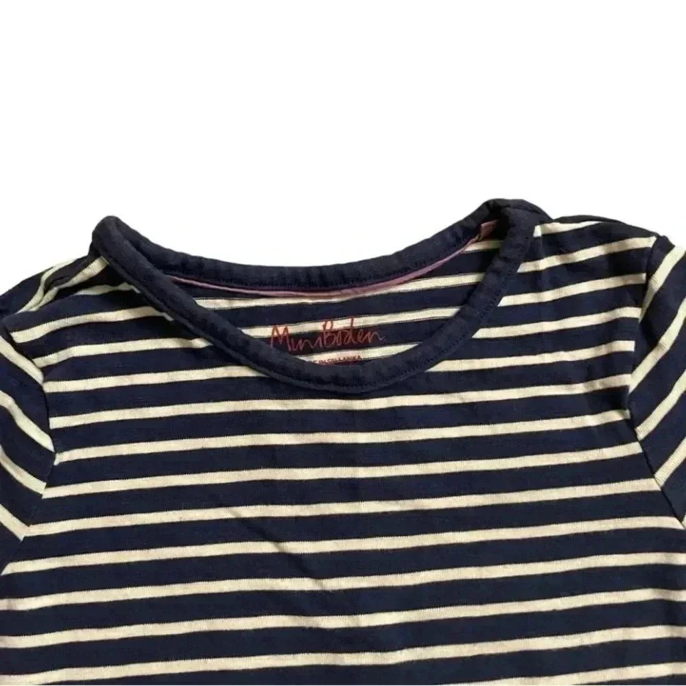 Mini Boden Blue Stripe Fun Pocket Jersey Dress Cotton Above Knees SZ L( 9-10)