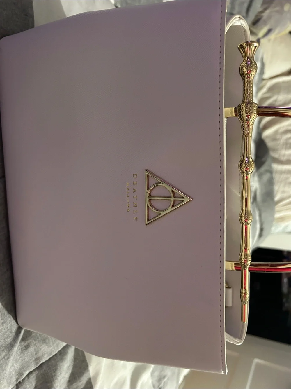 Harry Potter White Tote Bag with Gold Accents - Women's Handbag