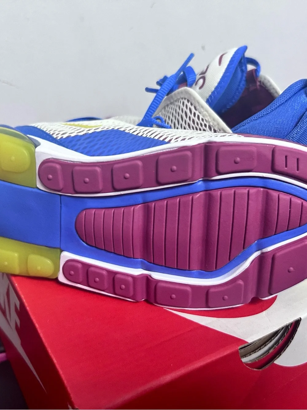 Nike Kids Mesh Sneakers in White, Blue & Pinkish Purple