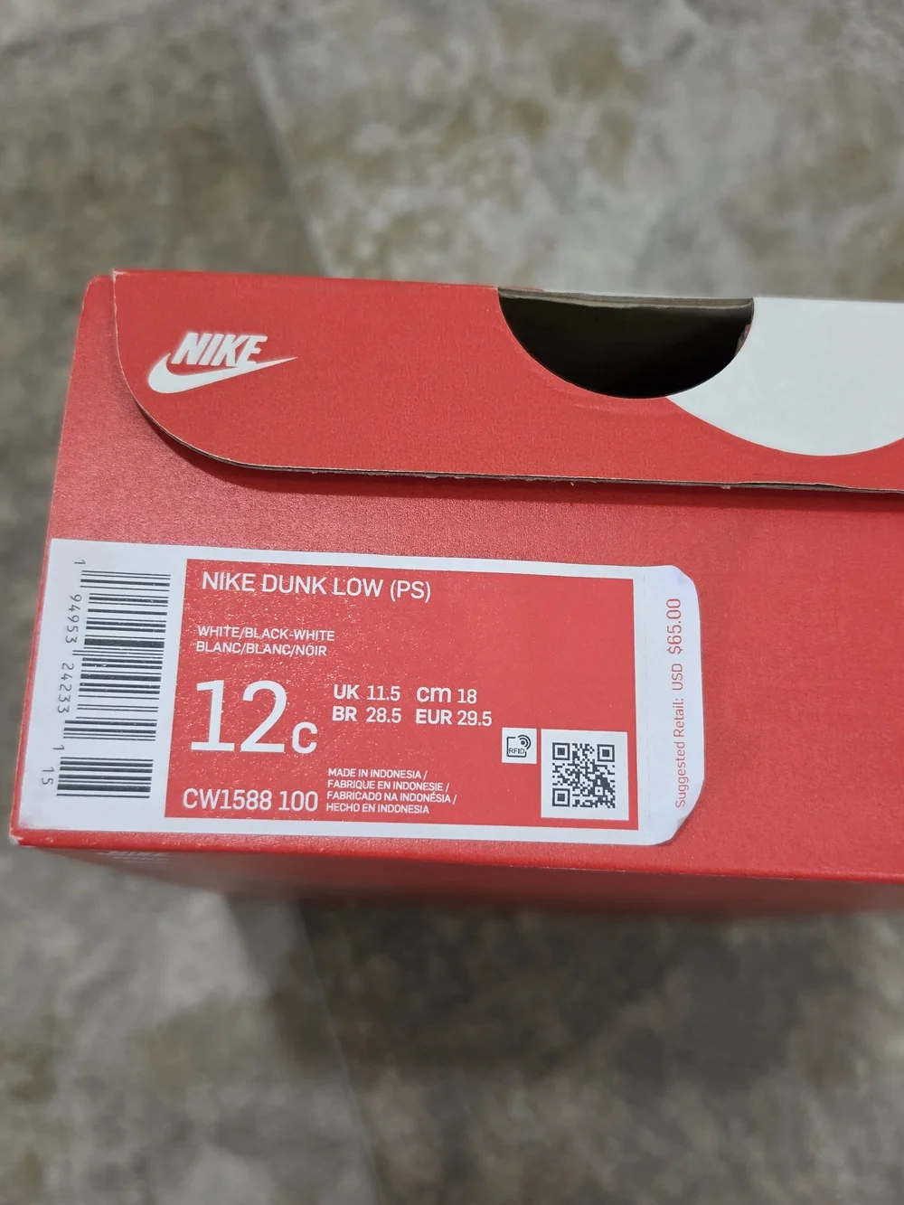 Nike Dunk Low (PS) Size 12C